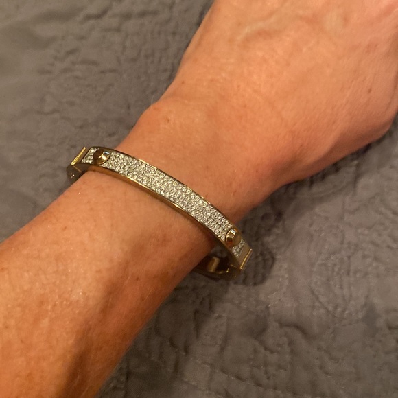 Gold tone Michael Kors crystal pane bangle bracelet. Great condition. - Picture 8 of 12